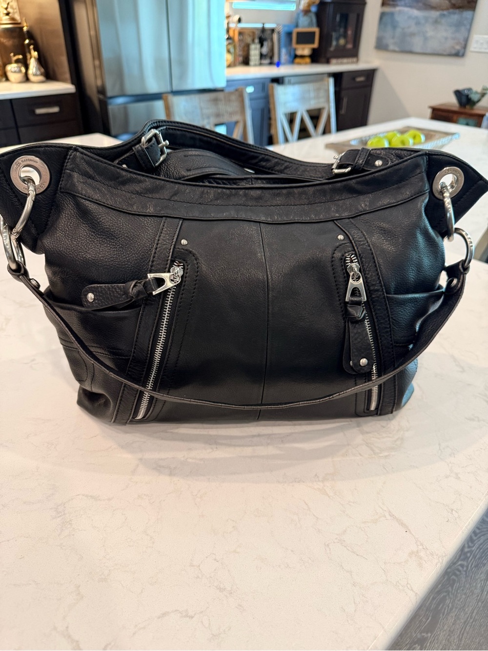 Vintage B Makowsky Black Leather Shoulder Bag